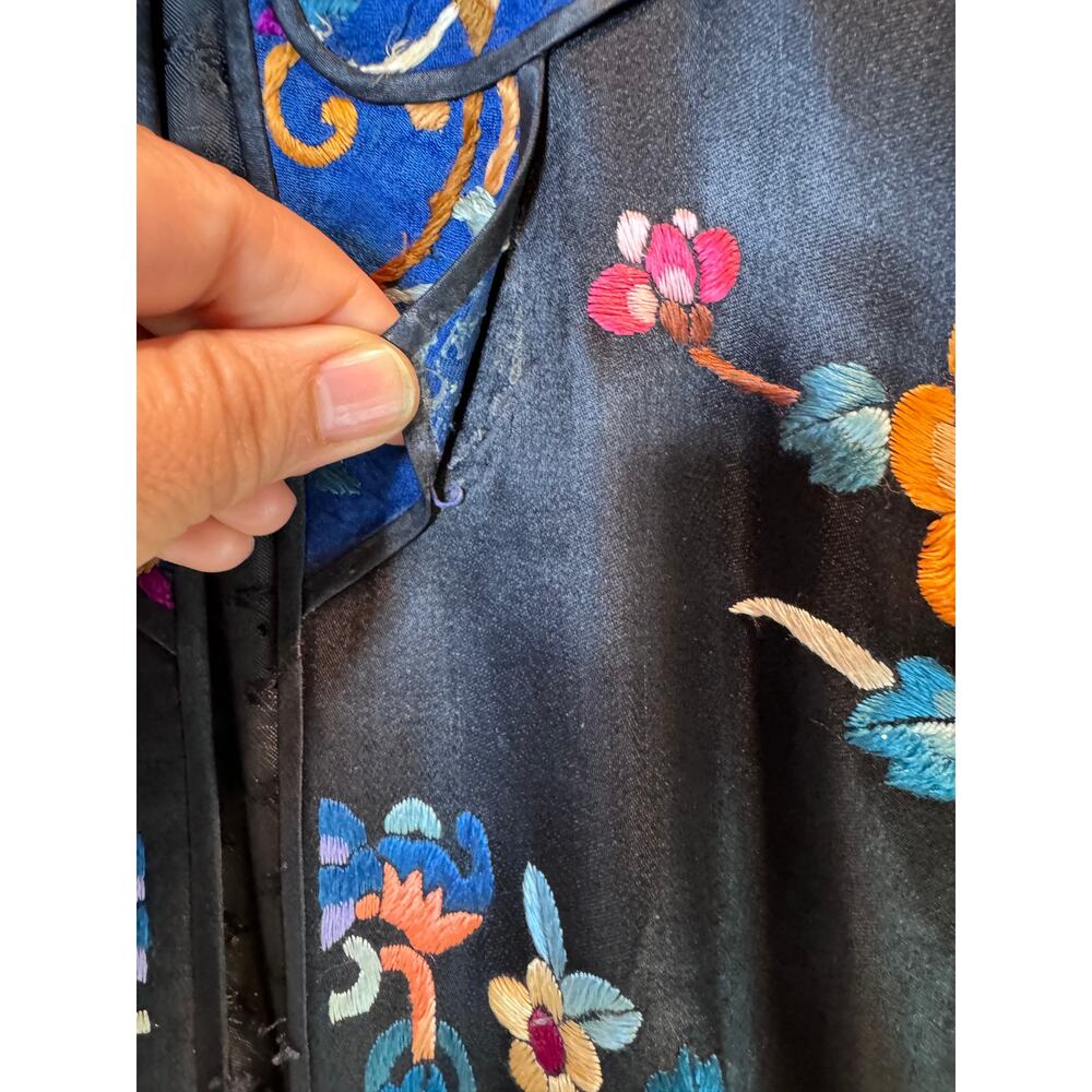 Antique 1890s-1930s Hand-Embroidered‎ Chinese Silk Jacket Qing Dynasty 22x28 - Picture 7 of 10